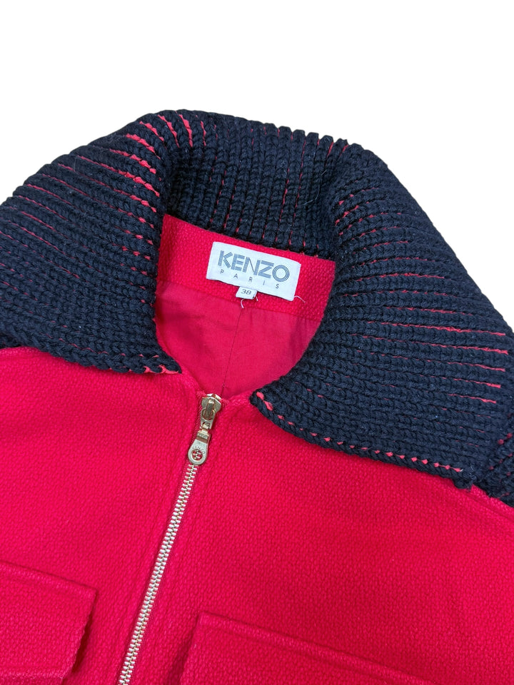 Kenzo Paris wool & cashmere knit collar zip vest