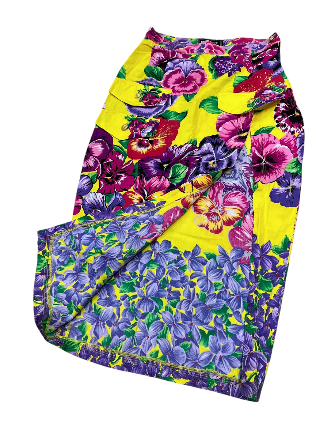 Versace vintage floral pencil skirt w/ tie-waist detail Small