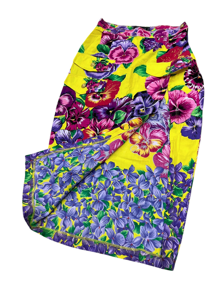 Versace vintage floral pencil skirt w/ tie-waist detail Small