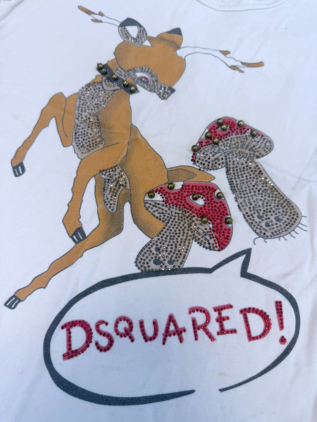 Vintage Dsquared2 rhinestone deer graphic t-shirt