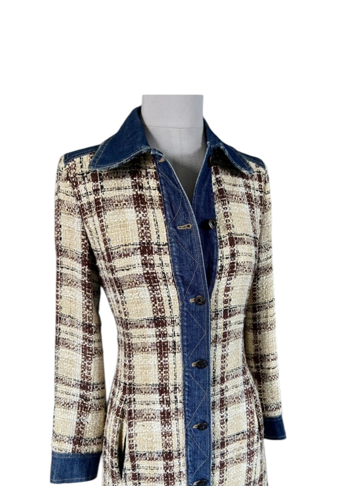 Dolce & Gabbana 2000s Tweed & Denim Contrast Coat Small