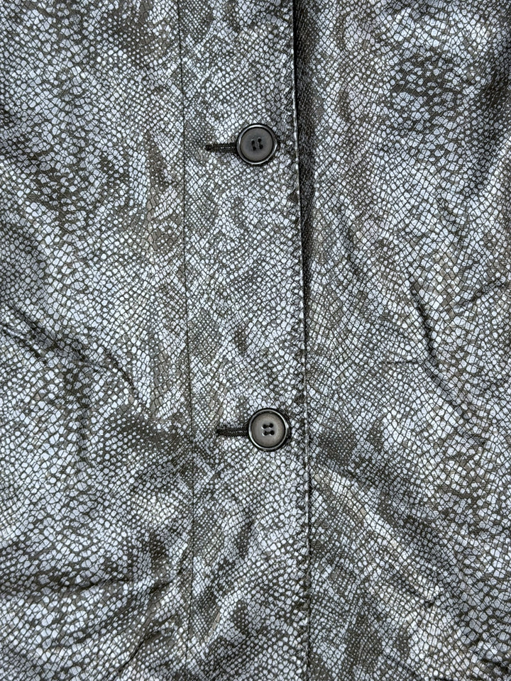 Yessica ‘Serpent Noir’ faux leather coat with fur collar women’s large