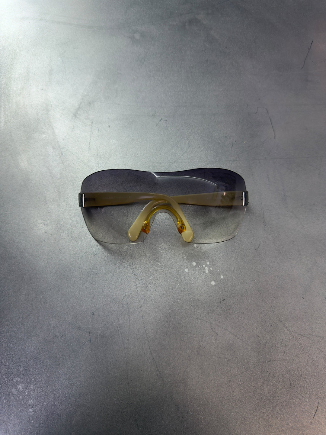Chanel vintage rimless shield sunglasses grey gradient y2k futuristic wrap