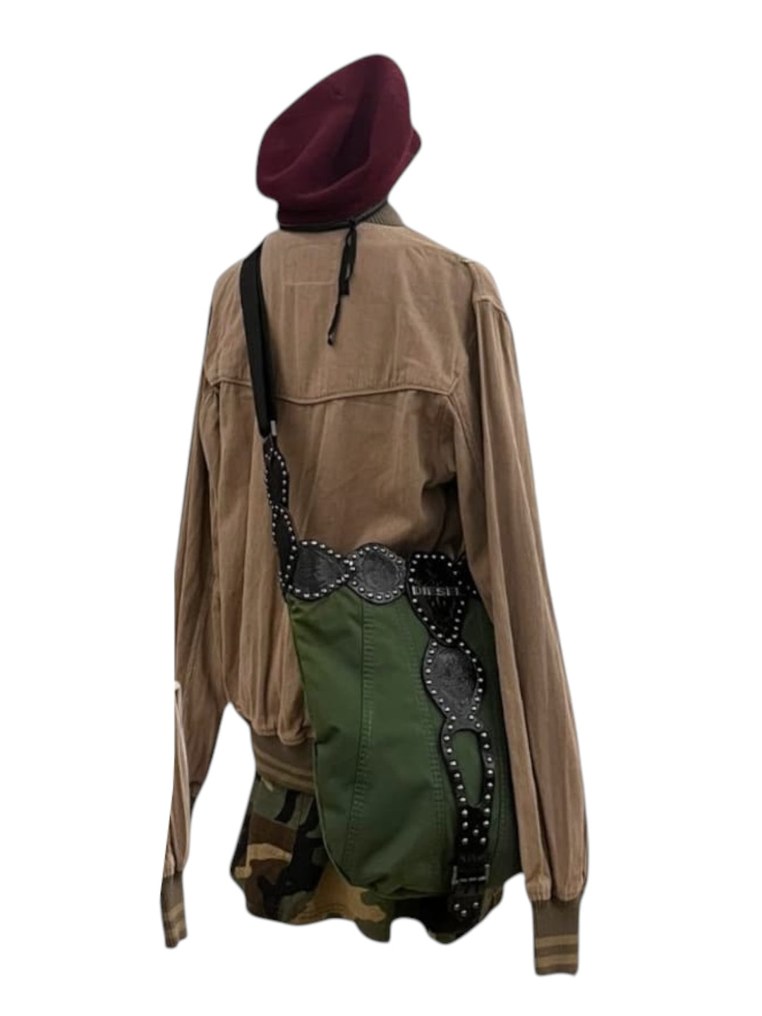 Diesel vintage studded utility shoulder bag