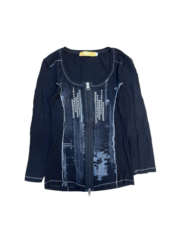 Biba 2000’s full zip long sleeve top women’s extra small