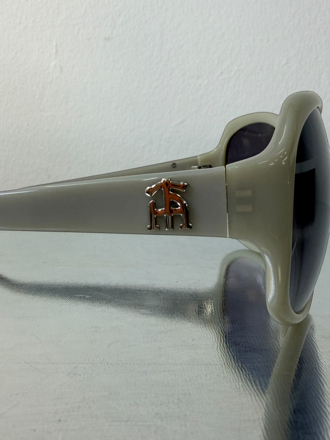 Vintage Italian oversized square sunglasses beige acetate gradient