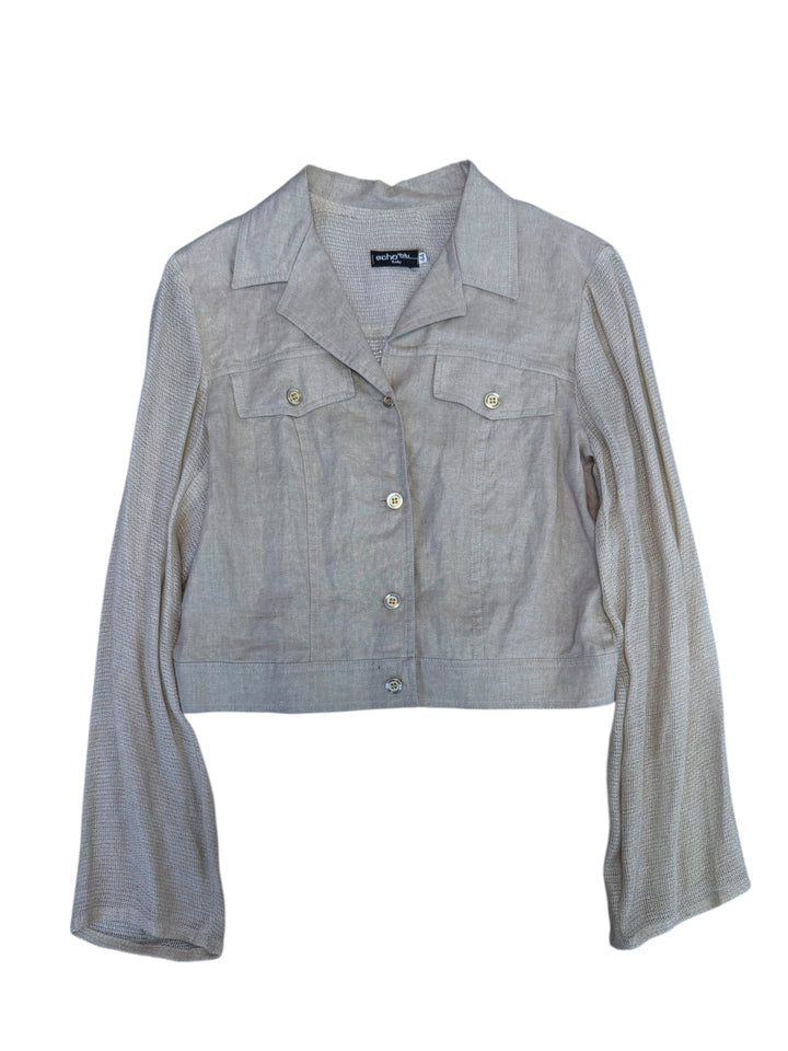 Vintage linen & knit cropped jacket