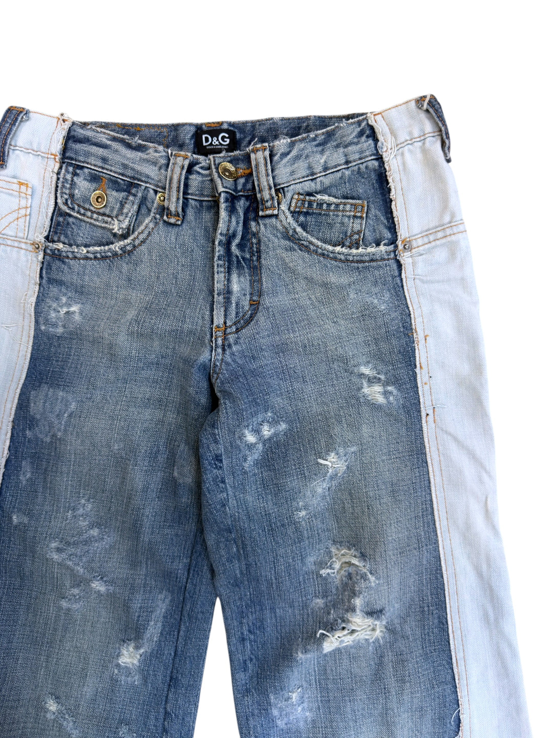 Dolce&Gabbana 2000s reconstructed distressed denim bermuda shorts