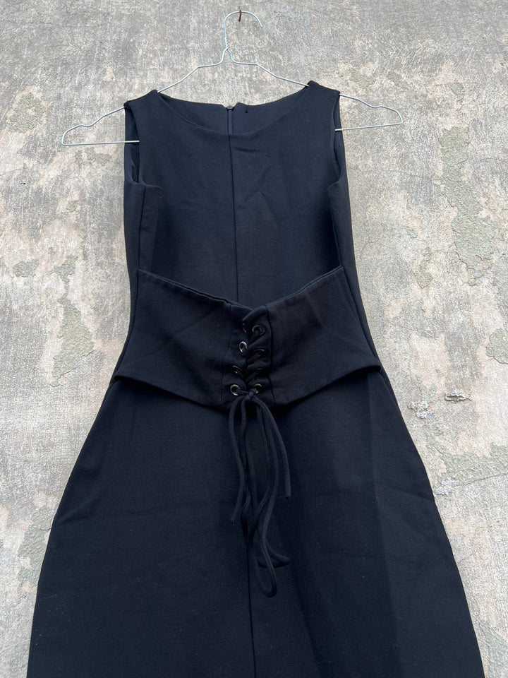 Vintage mid length dress w/ lace up detail extra small