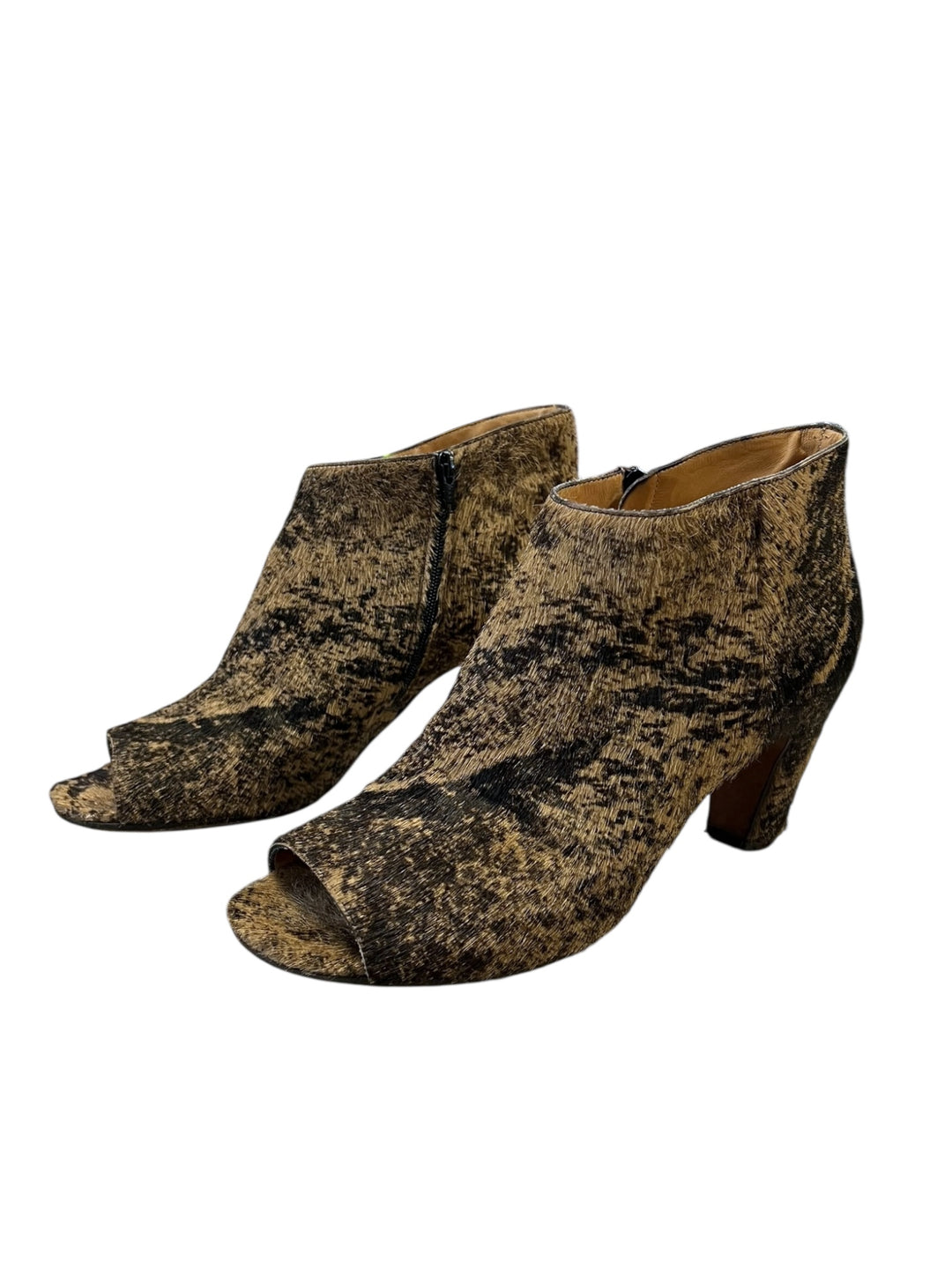 2000s Maison Martin Margiela Pony Hair Peep Toe Ankle Boots Size Eu40