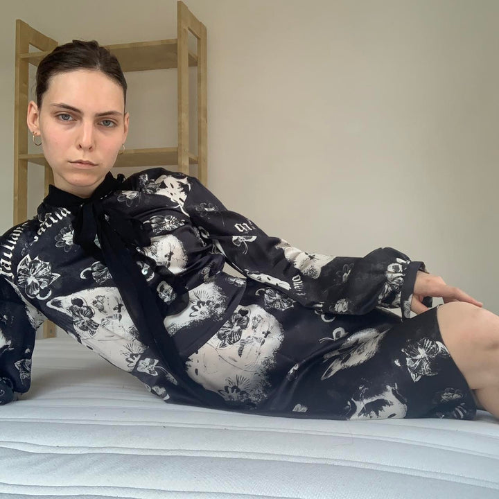 John Galliano silk abstract print dress