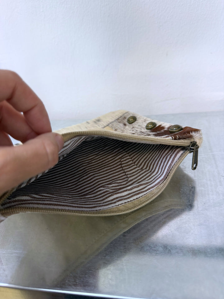 Hair-on hide western canvas pouch