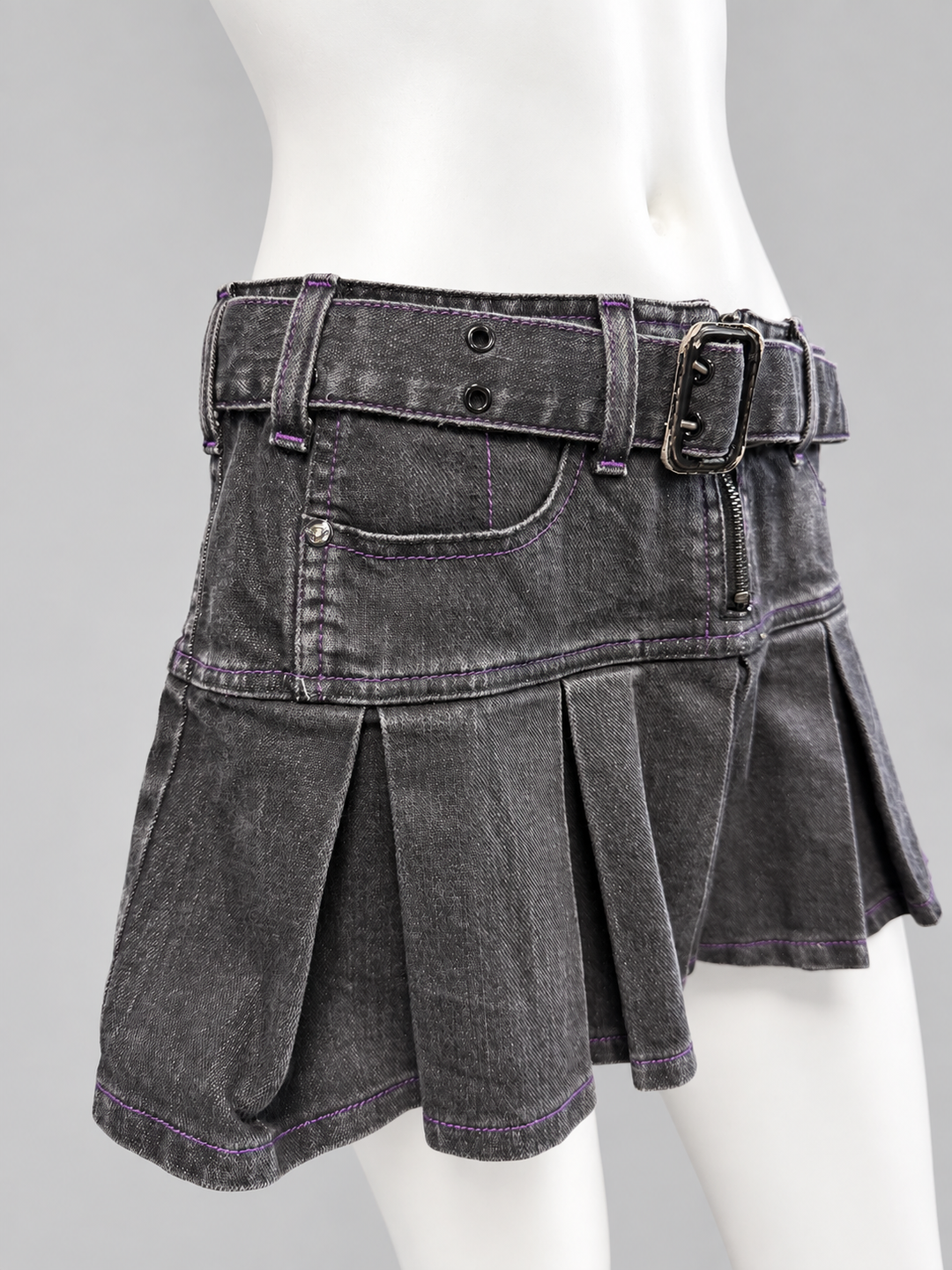 Fiorucci belted pleated denim mini skirt