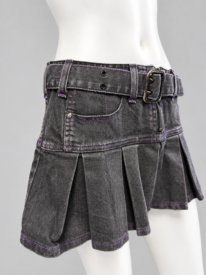 Fiorucci belted pleated denim mini skirt