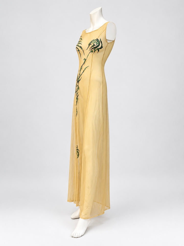 2000s sheer embellished maxi dress