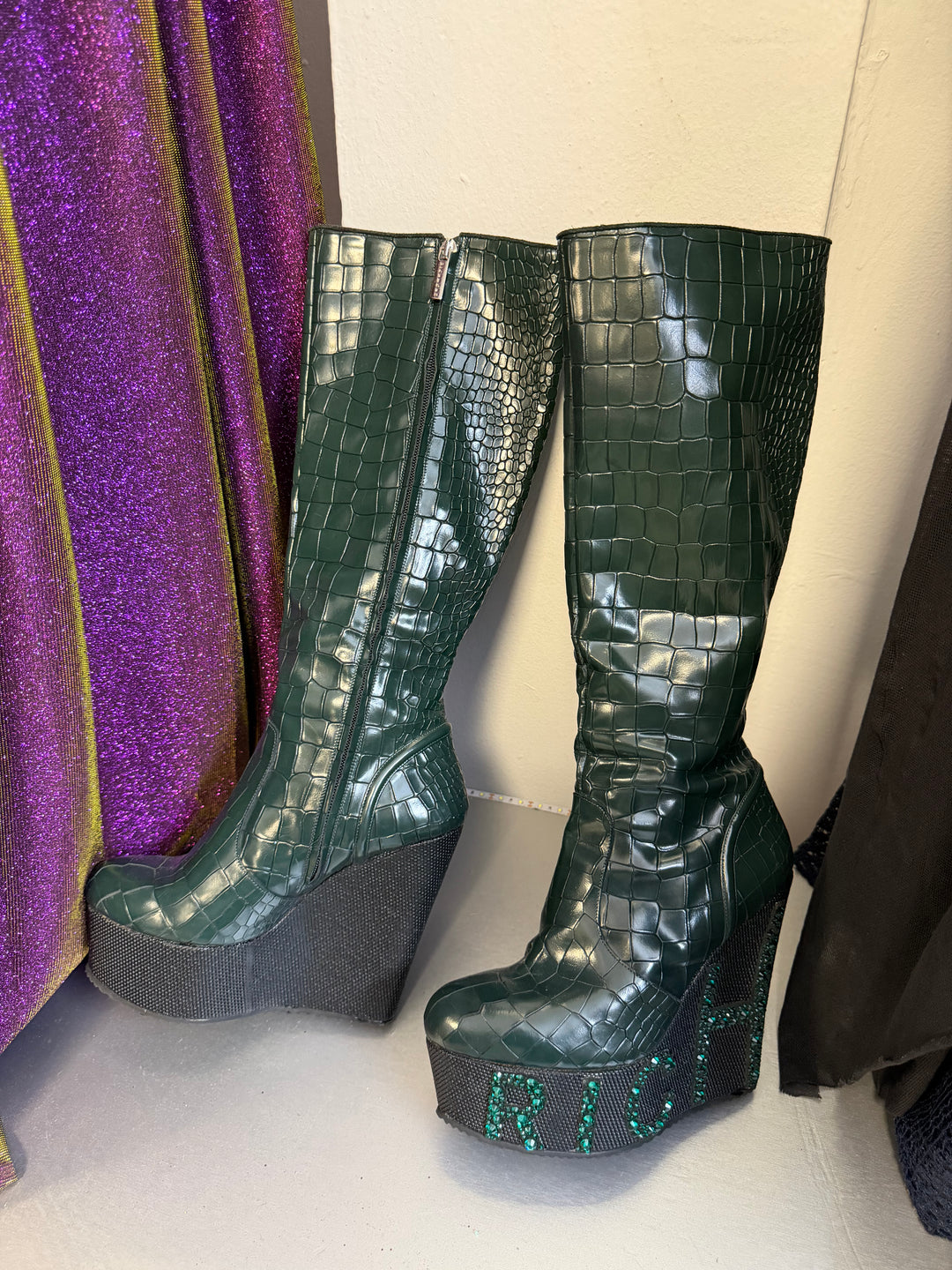 2000s John Richmond Croco Platform Boots EU37