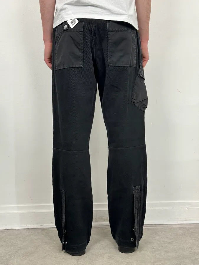 AW2005 Armani black corduroy cargo wide-leg pants
