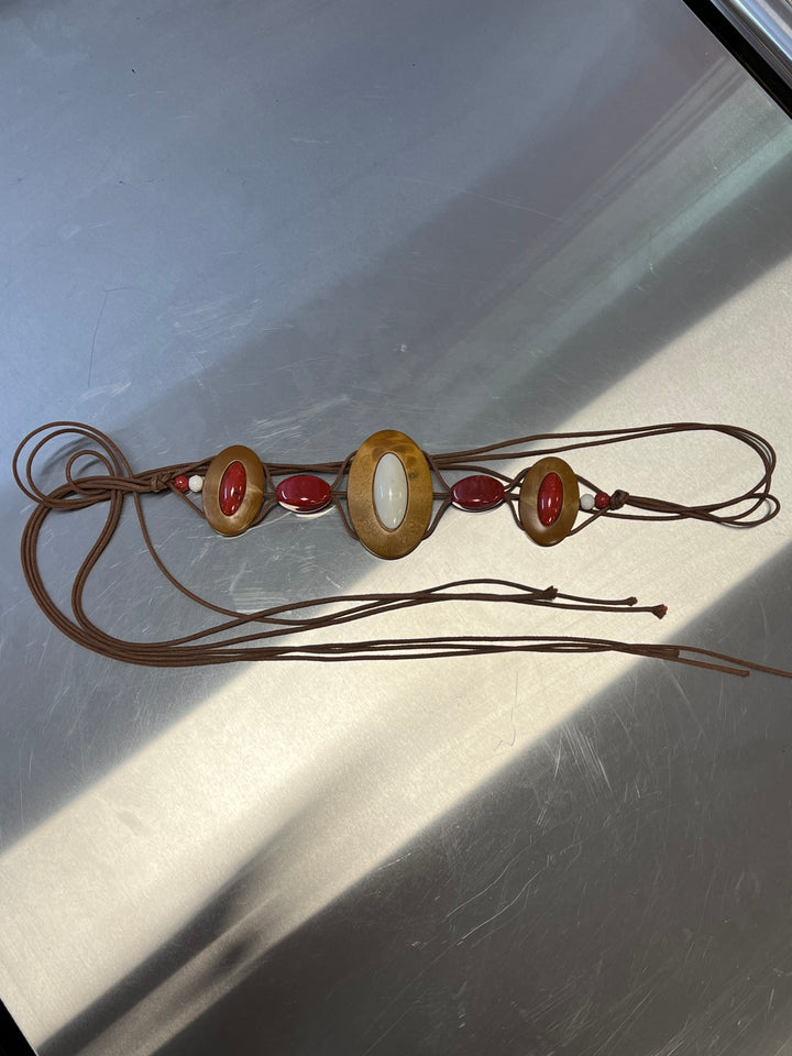 Vintage Adjustable Wooden Bead Belt