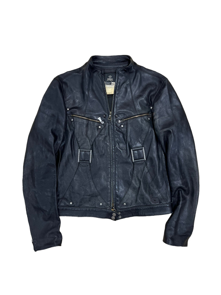 Versace Vintage Leather Biker Jacket Women’s Medium