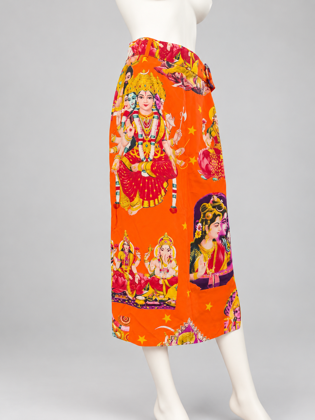 Byblos vintage Hindu Deity print silk skirt - SS 1992