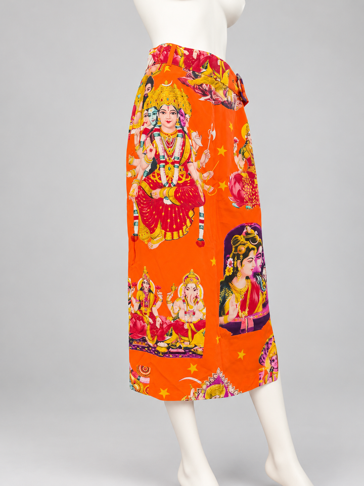 Byblos vintage Hindu Deity print silk skirt - SS 1992