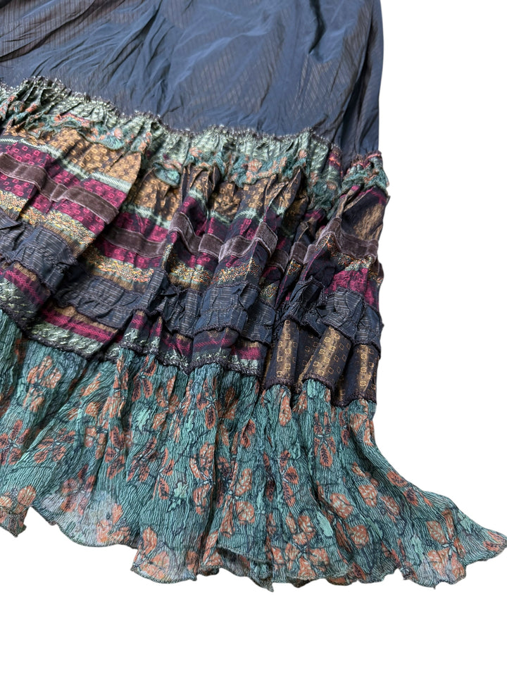 Rinascimento patchwork silk blend maxi dress