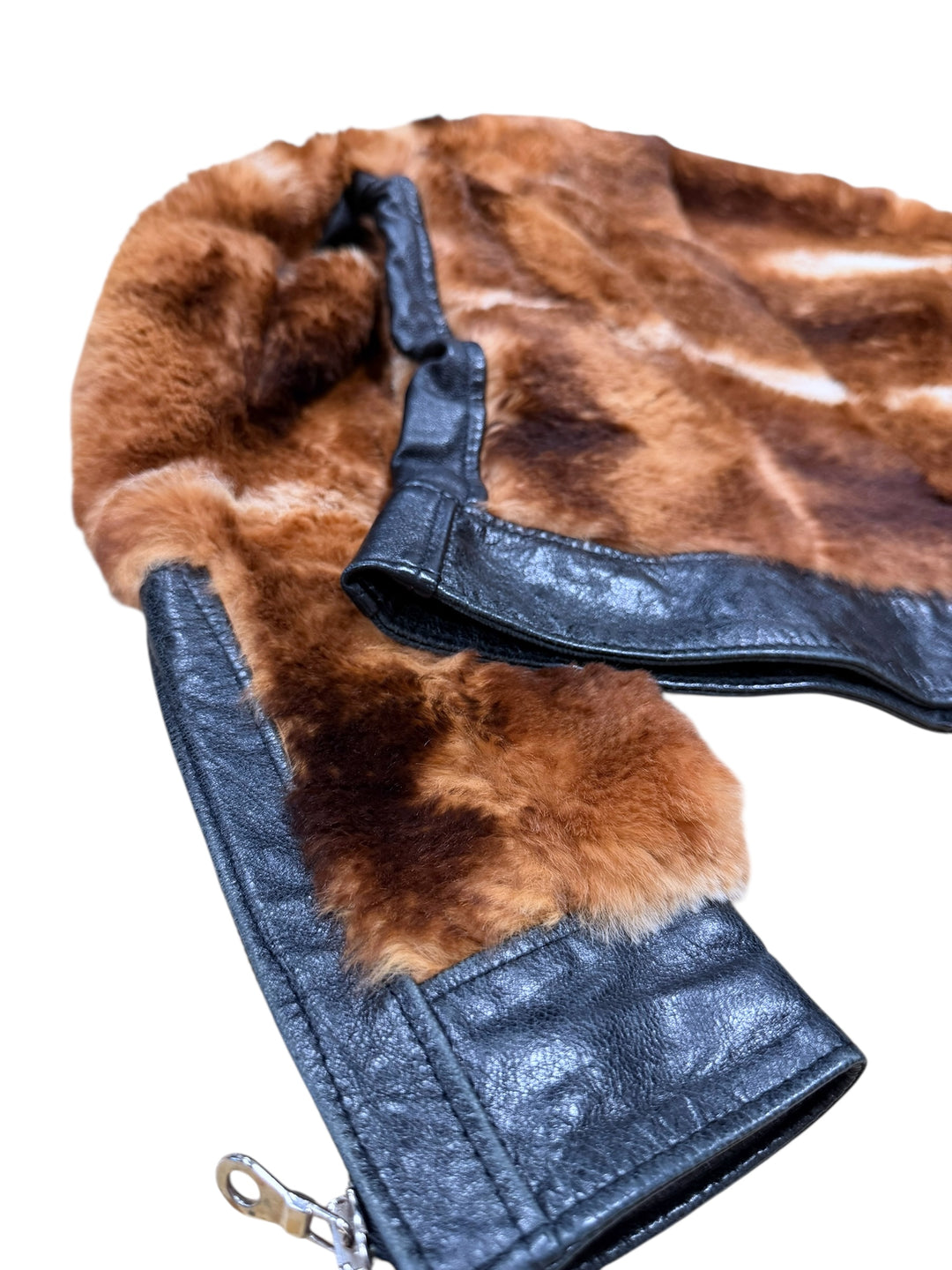 Vintage Rabbit & Fox Fur Leather Jacket Medium