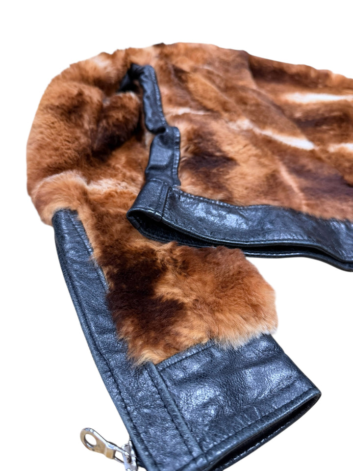 Vintage Rabbit & Fox Fur Leather Jacket Medium