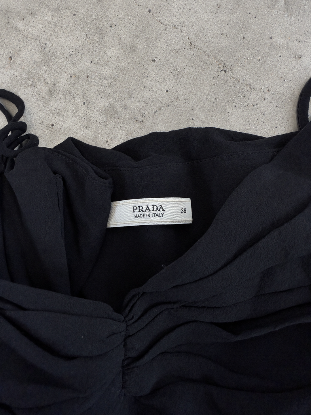 Prada black ruched silk top