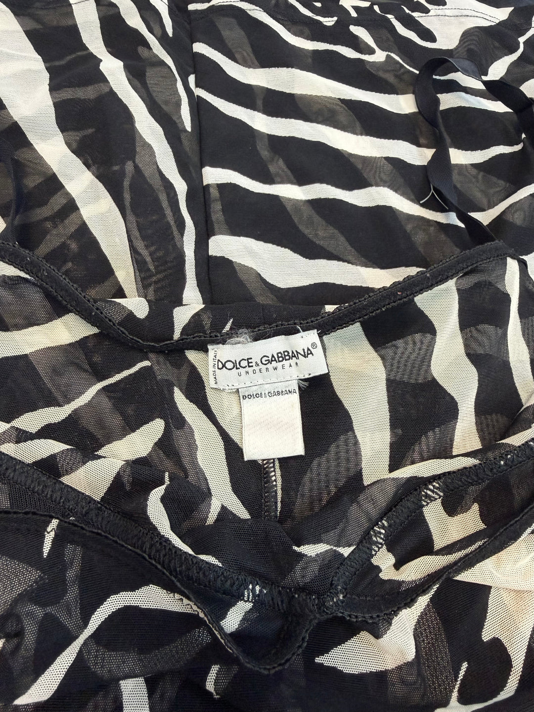 Dolce&Gabbana Underwear zebra print mesh slip dress
