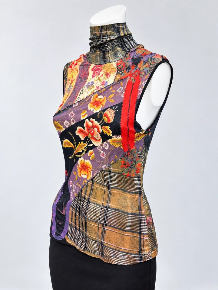 Just Cavalli patchwork floral sleeveless top