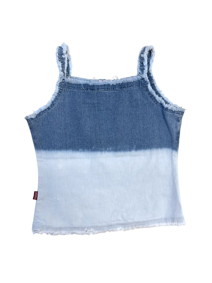 Vintage printed denim tank top medium