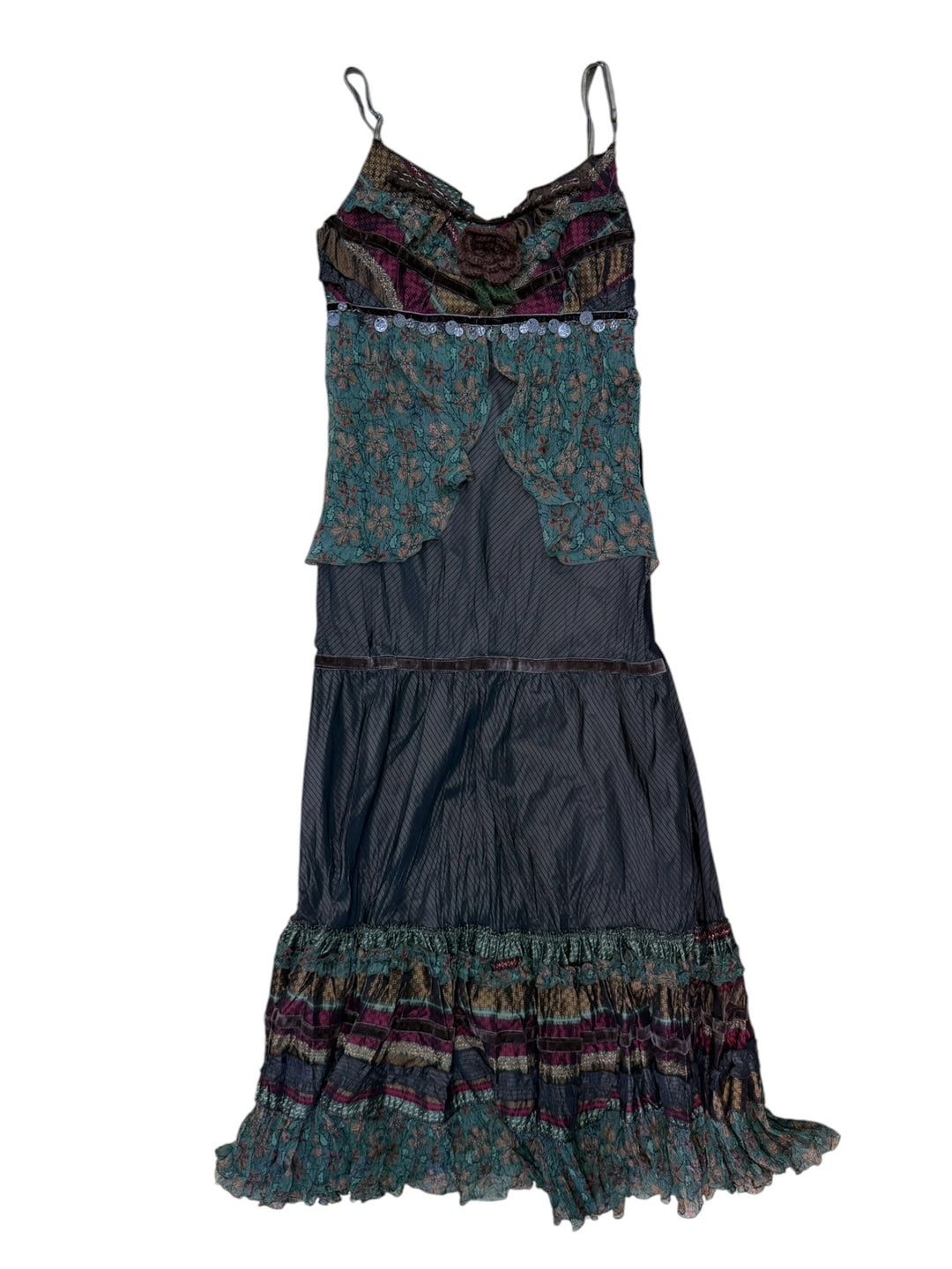 Rinascimento patchwork silk blend maxi dress