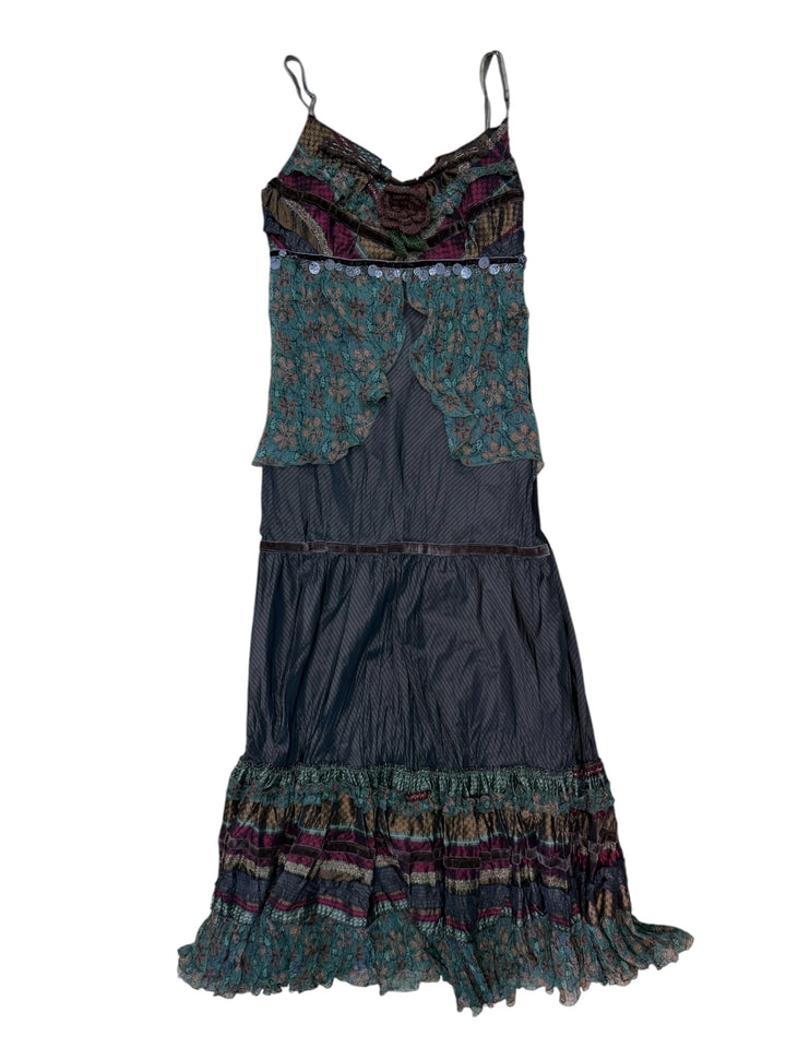 Rinascimento patchwork silk blend maxi dress