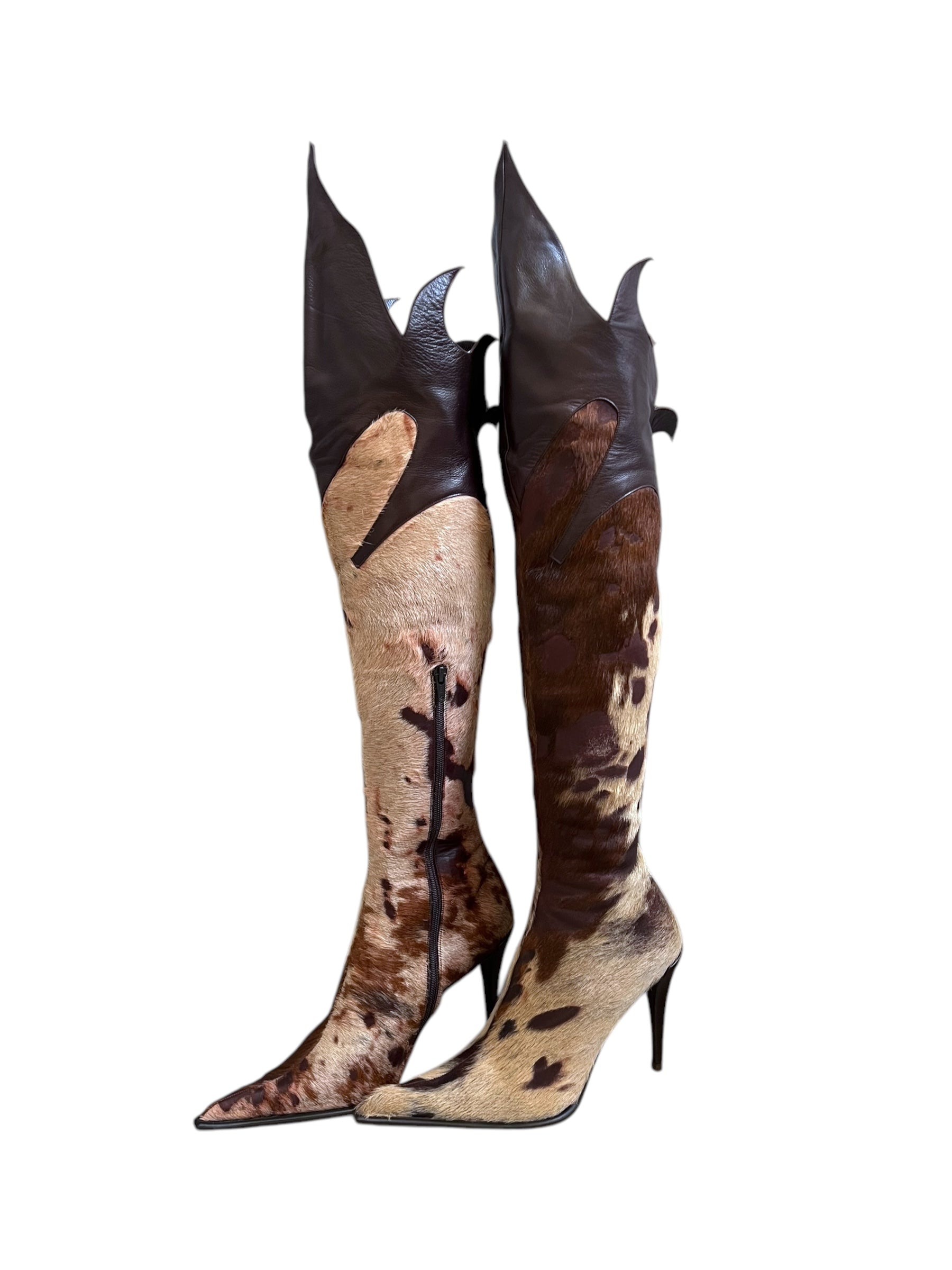 Pura Lopez vintage wild flame leather heeled boots size41 – Rats
