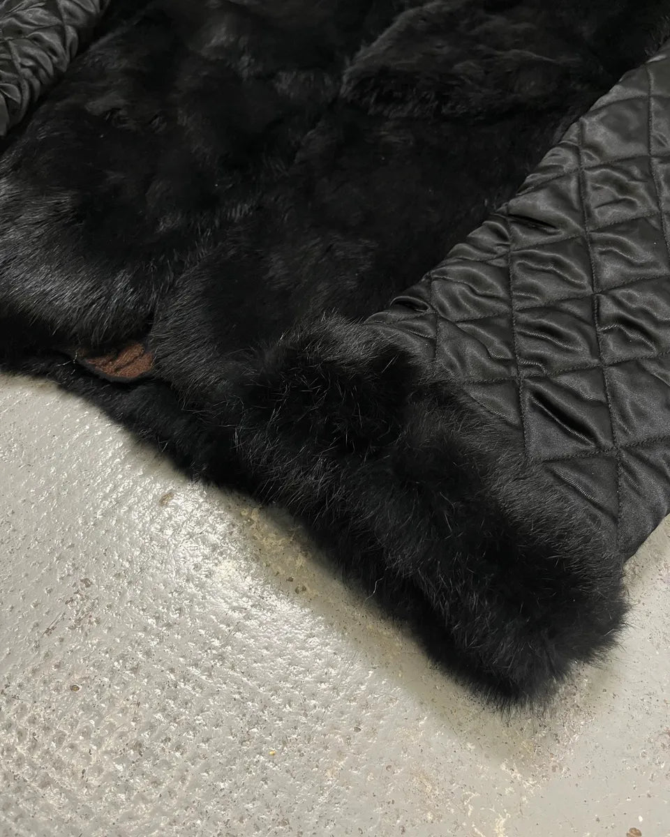 Roberto Cavalli 2000s reversible black fur puffer & ornament brown jacket