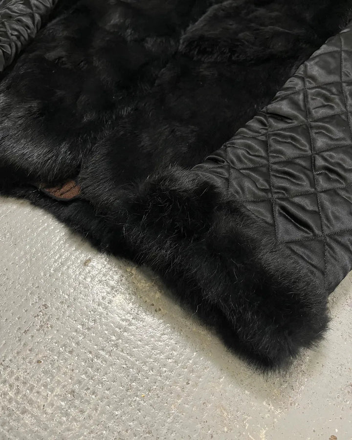 Roberto Cavalli 2000s reversible black fur puffer & ornament brown jacket