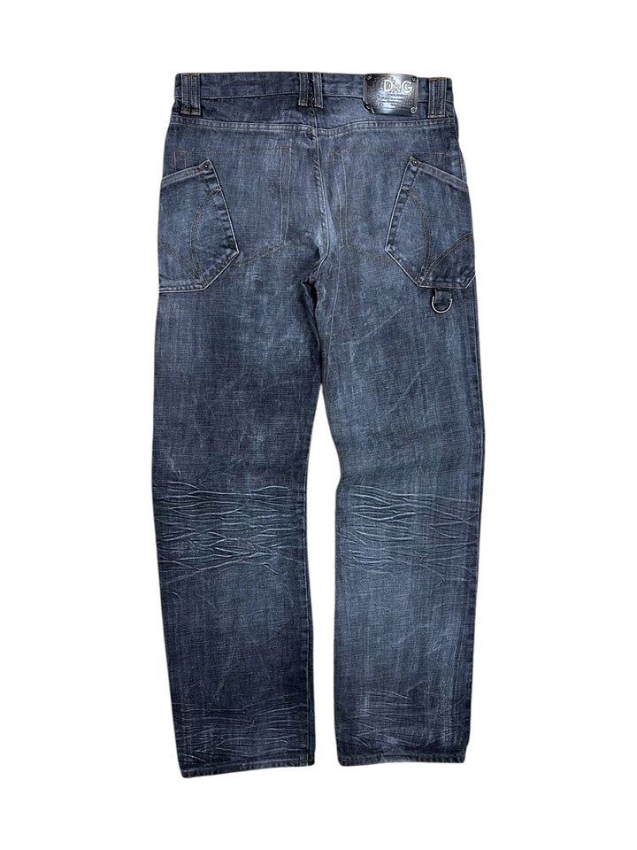 DOLCE&GABBANA AW2003 Grey Eroded Denim Jeans men’s S/M