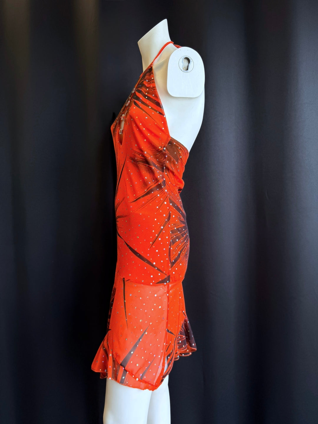 Y2K rhinestone halter dress with asymmetrical hem small