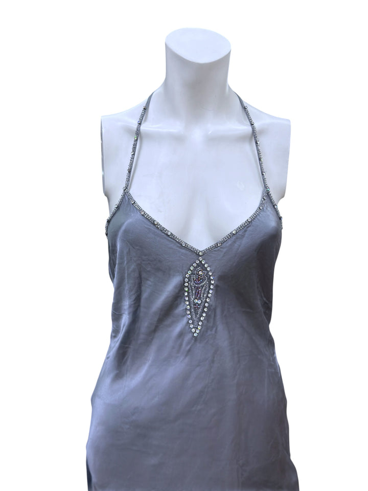 Whistles embellished silk slip dress