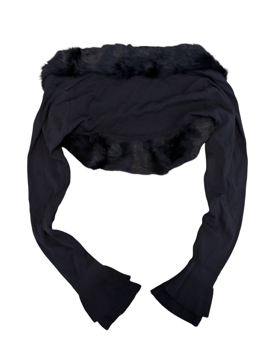 LIST rabbit fur-trim cropped shrug