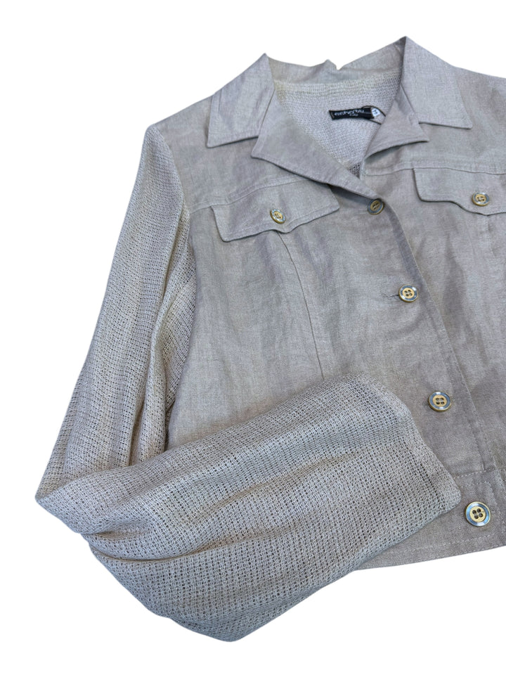 Vintage linen & knit cropped jacket