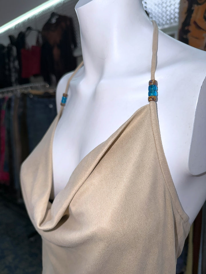 Plein Sud Jeans beige halter drape top