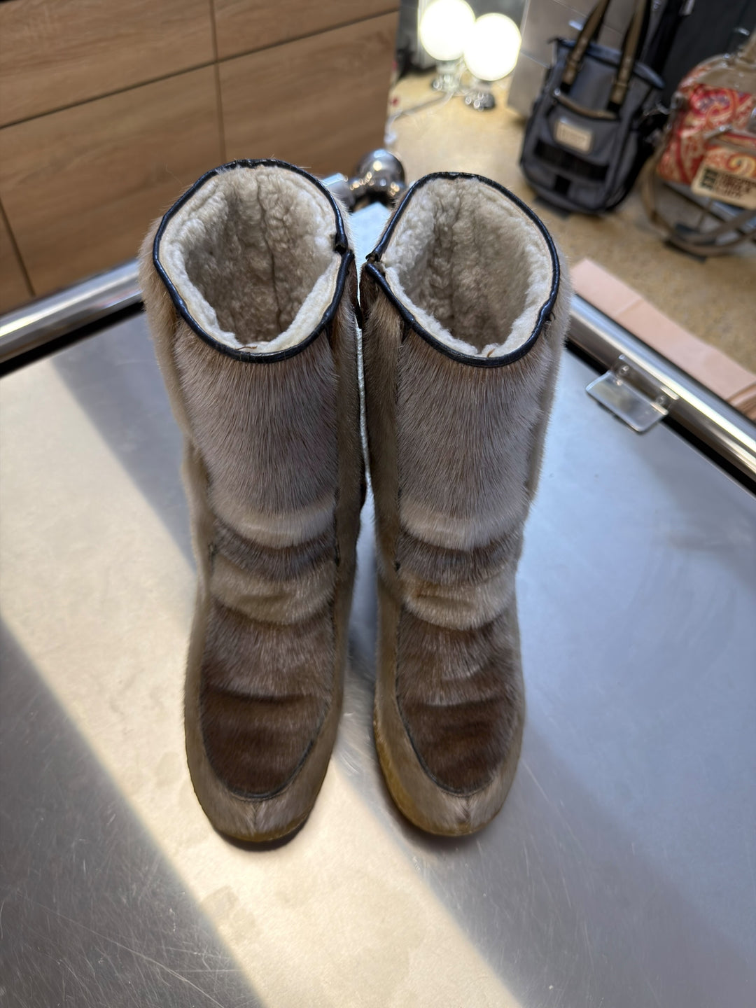 Vintage 1970s Arktis Style Goat Fur Boots Size Eu36
