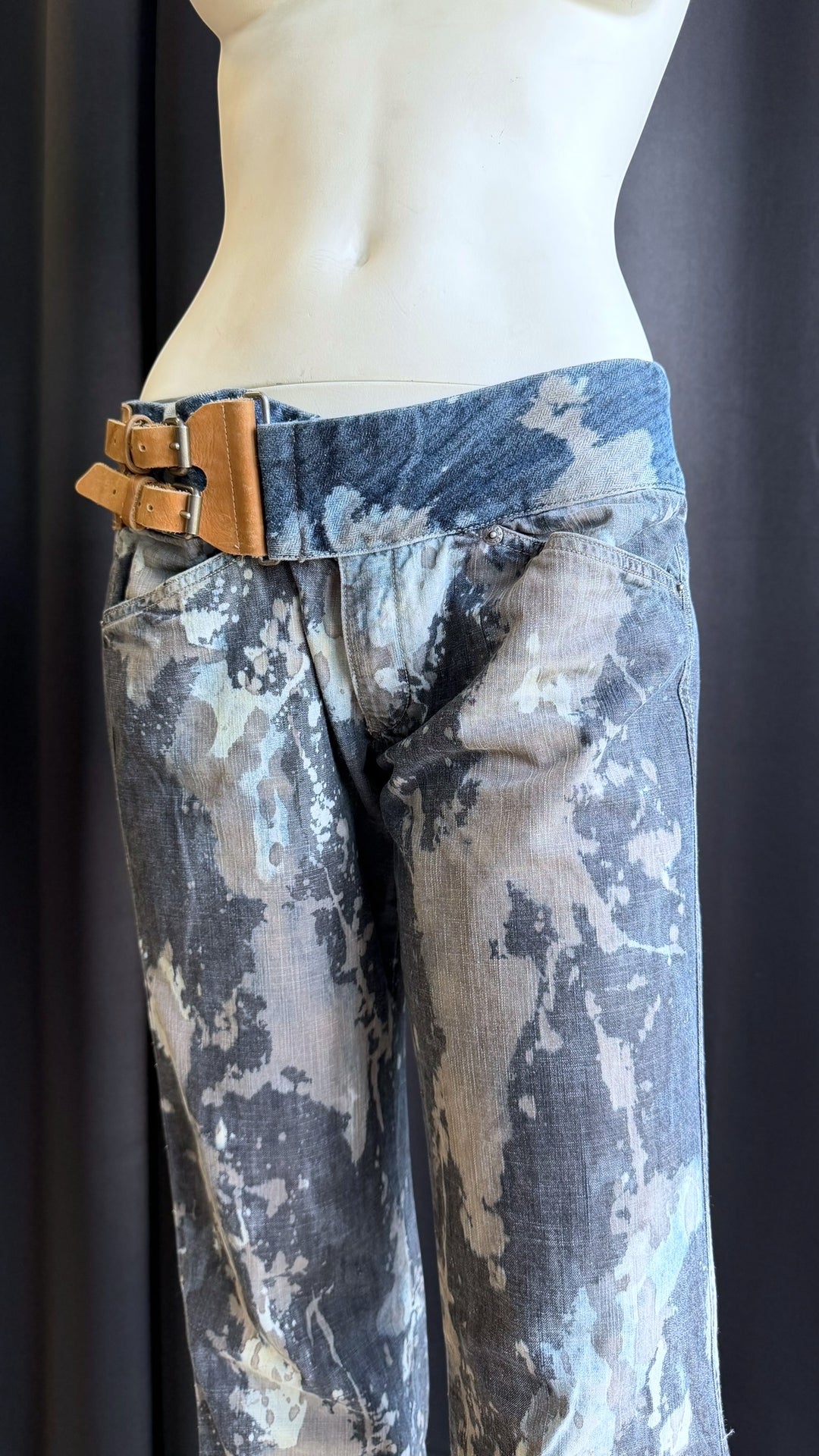 Y2K Diesel buckle-belt denim pants