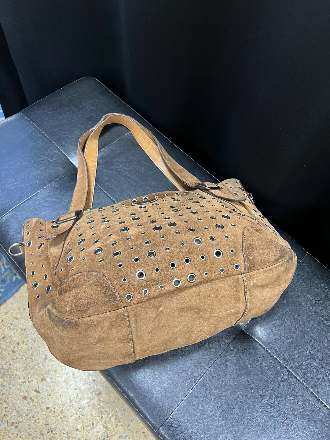 Prada Vintage Brown Suede Eyelet Tote Bag – Made in Italy
