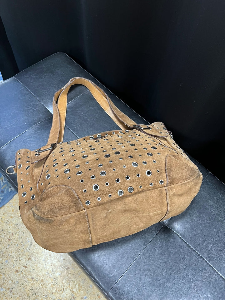 Prada Vintage Brown Suede Eyelet Tote Bag – Made in Italy
