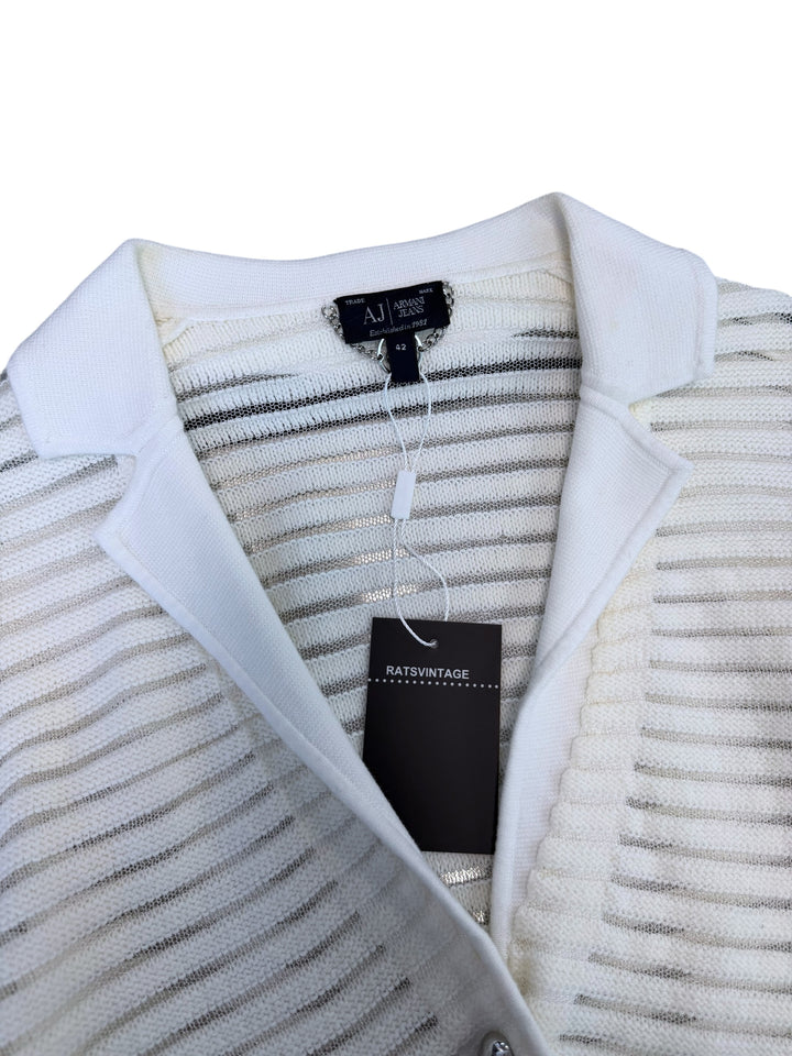 Armani jeans sheer white knit cardigan medium