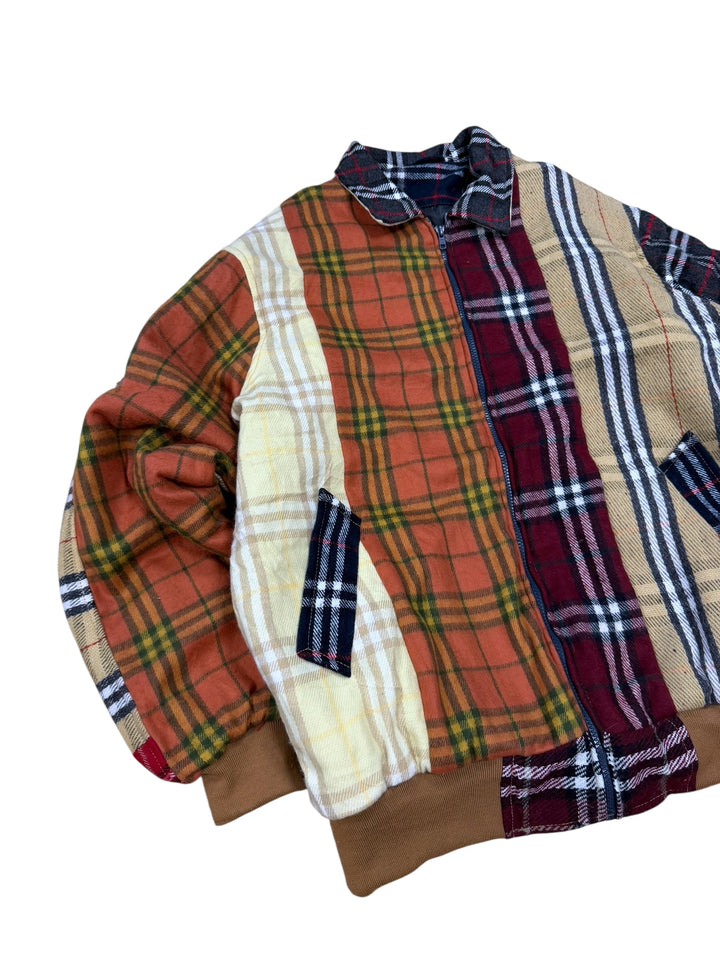 Reworked Tartan Patchwork Harrington Jacket Extra Large