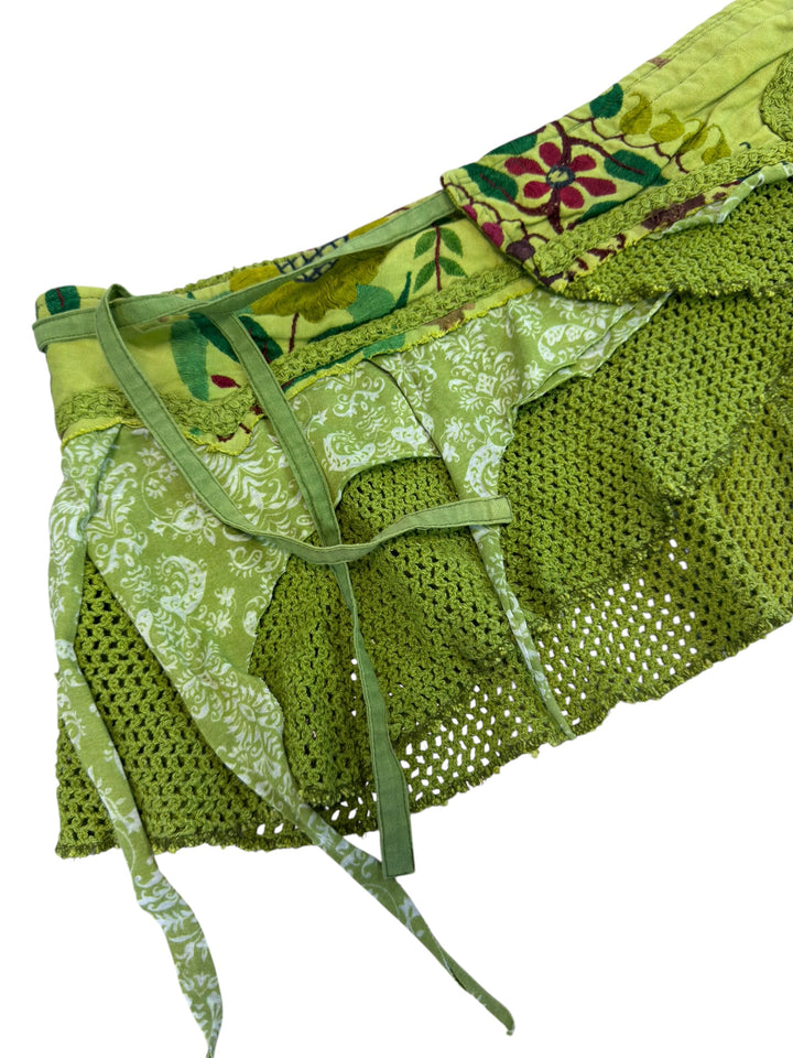 2000s crochet wrap mini skirt